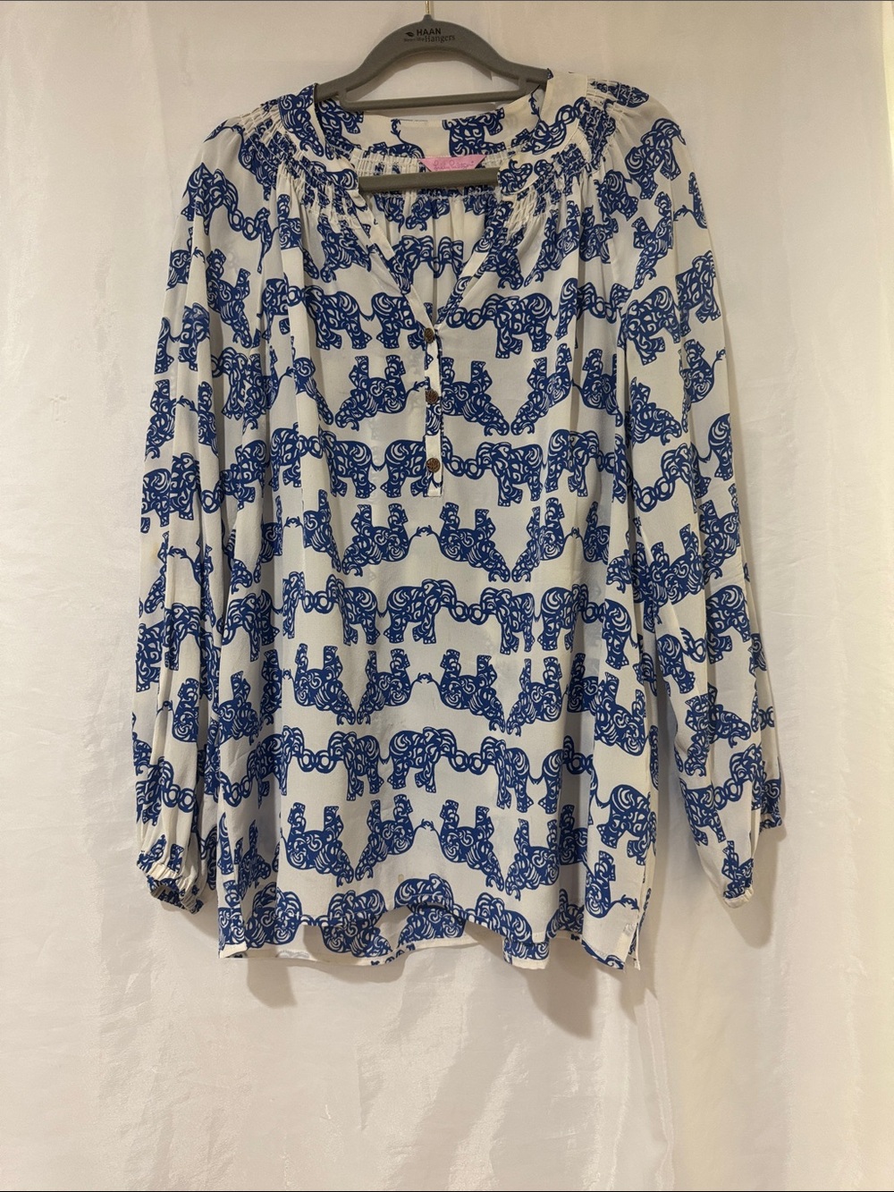Lilly Pulitzer L Elsa Blouse Elephant